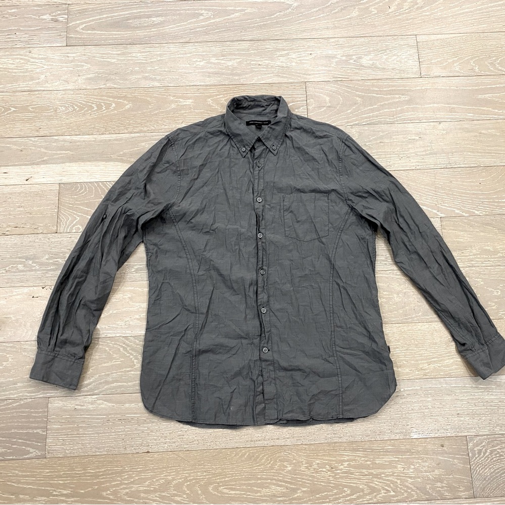 John Varvatos USA long sleeve button up dress shirt roll up tab sleeve L